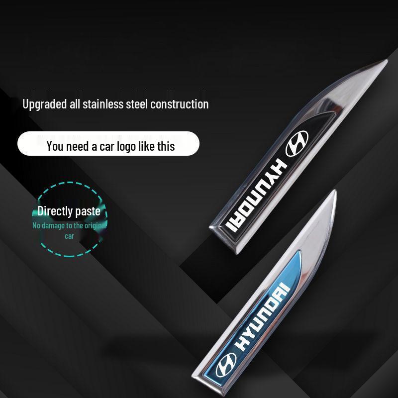 Hyundai Reina Metal Bright Side Fender Decal – Custom Car Logo Decoration