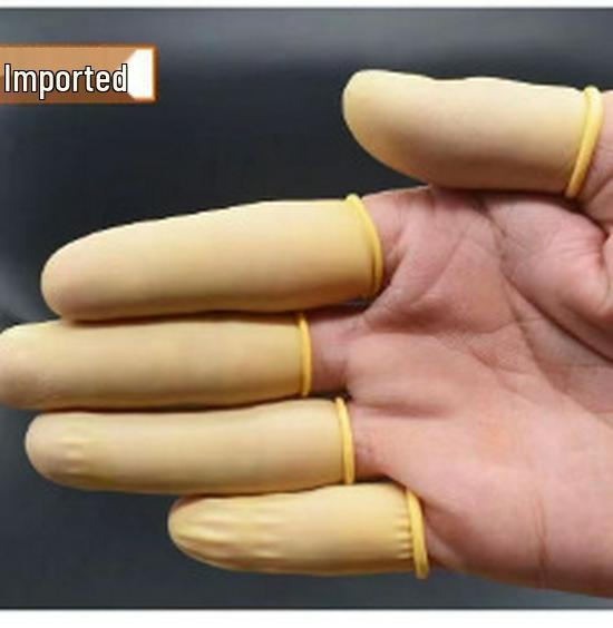 Yellow Wear-Resistant Powder-Free Anti-Static Latex Finger Cots for Work Grade A Imported Beige (50 pcs)