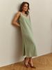 2026 European Summer Spaghetti Strap Side Slit Loose Cotton Linen Long Dress