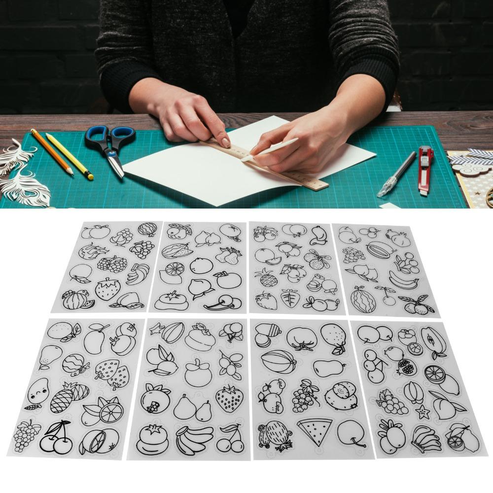 8pcs Fruit Vegetable Pattern Heat Shrink Sheet BOPS Shrink Plastic Sheets  DIY Pendant