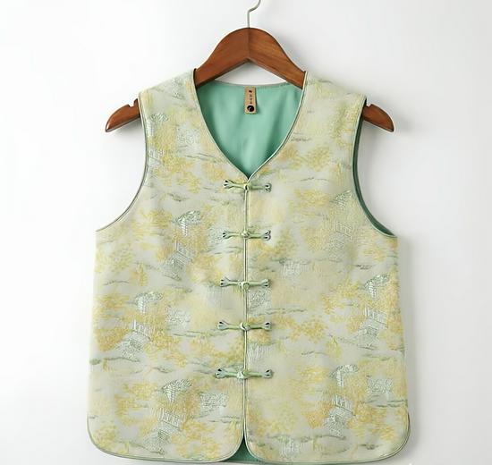 Chinese Spring Frog Button Tang Suit Women s Jacquard Vest: Sleeveless National Style Waistcoat 2XL (131-140 lbs)