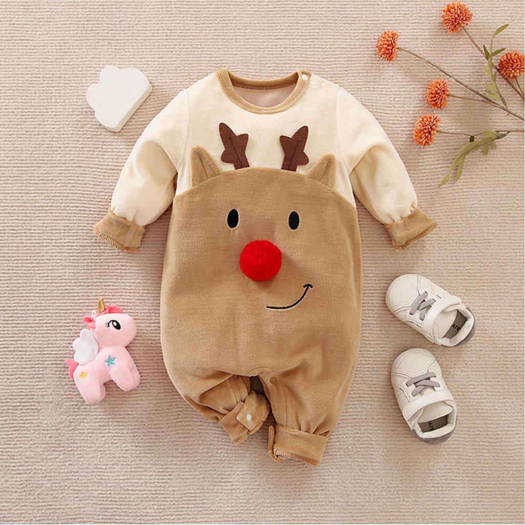 R U R Christmas Cosplay Cute Newborn Baby Reindeer Santa Baby Romper Coverall for Girls and Baby Shower Commemorative Photo Birthday cos1419 [Cos U]