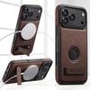 Luxury Faux Leather Phone Case Frosted Feel Stand Magnet Wireless Charging for IPhone 17 Pro Max 16 Plus 15 14 13 12