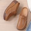 New Women Leisure Shoes Comfort Leather Round-toe Half Slippers Mother Sandals Fashion Thick Soled Slip-on Platform Shoes