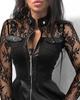 Herbst/Winter Mode PU-Leder Patchwork Taillenbetonendes Kleid