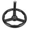 250*25mm Black Anti Slip Bakelite 3 Spoked Lathe Handwheel with Handle for Machine Tool