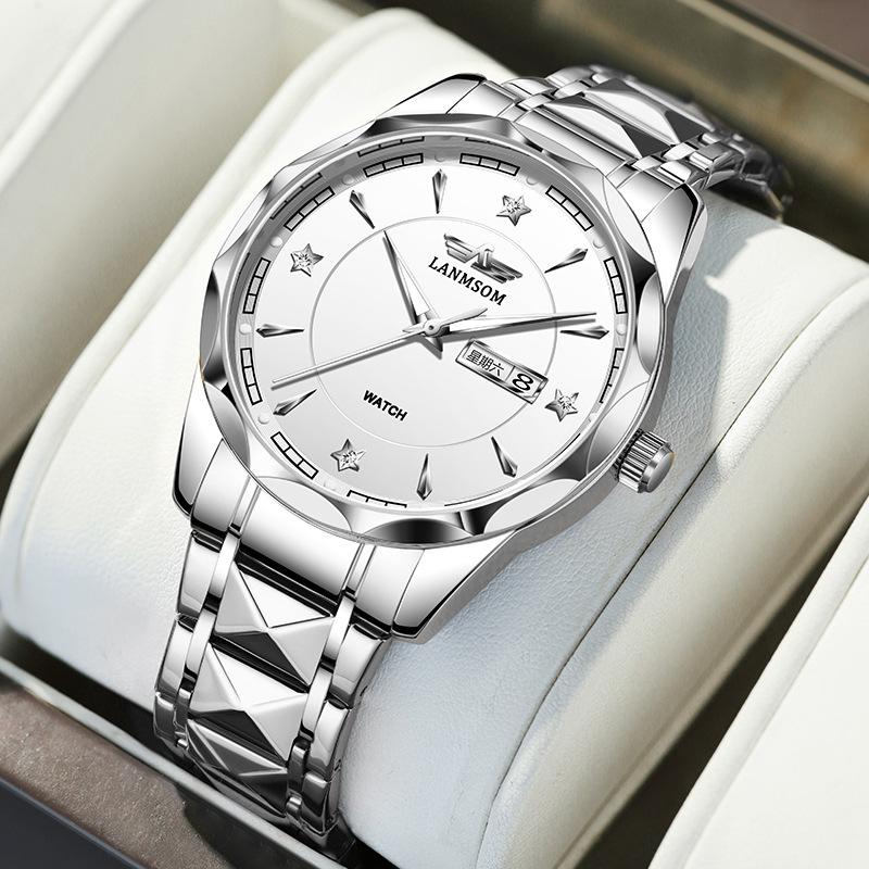 New TOP Brand Luxury Men's Watch With Box Fashion Waterproof Double Calendar Men's Quartz Watches