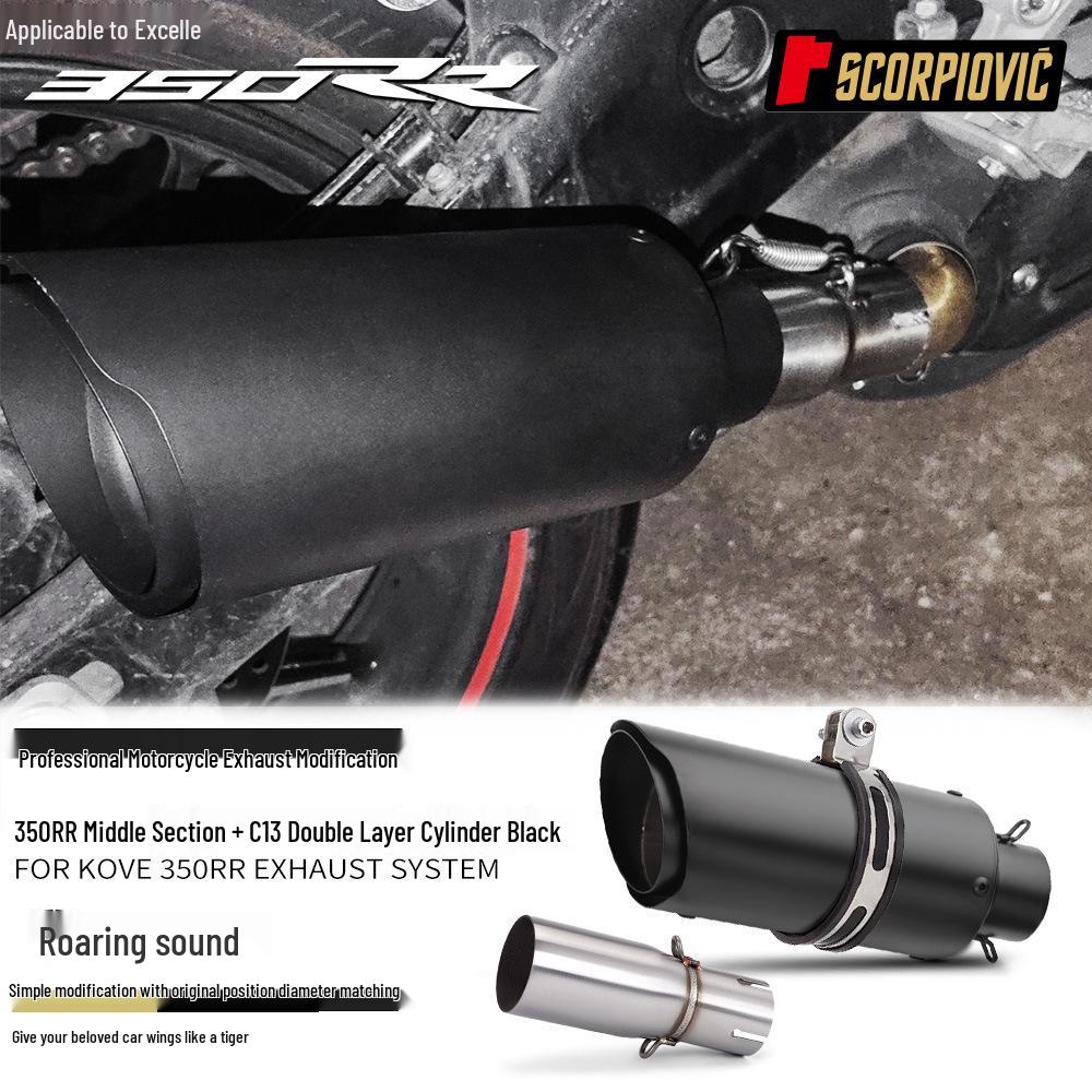 Avgassystem i rostfritt stål (mellan- och bakre) för Kovea 350RR Motorcykel - Skadefri Direktmontering