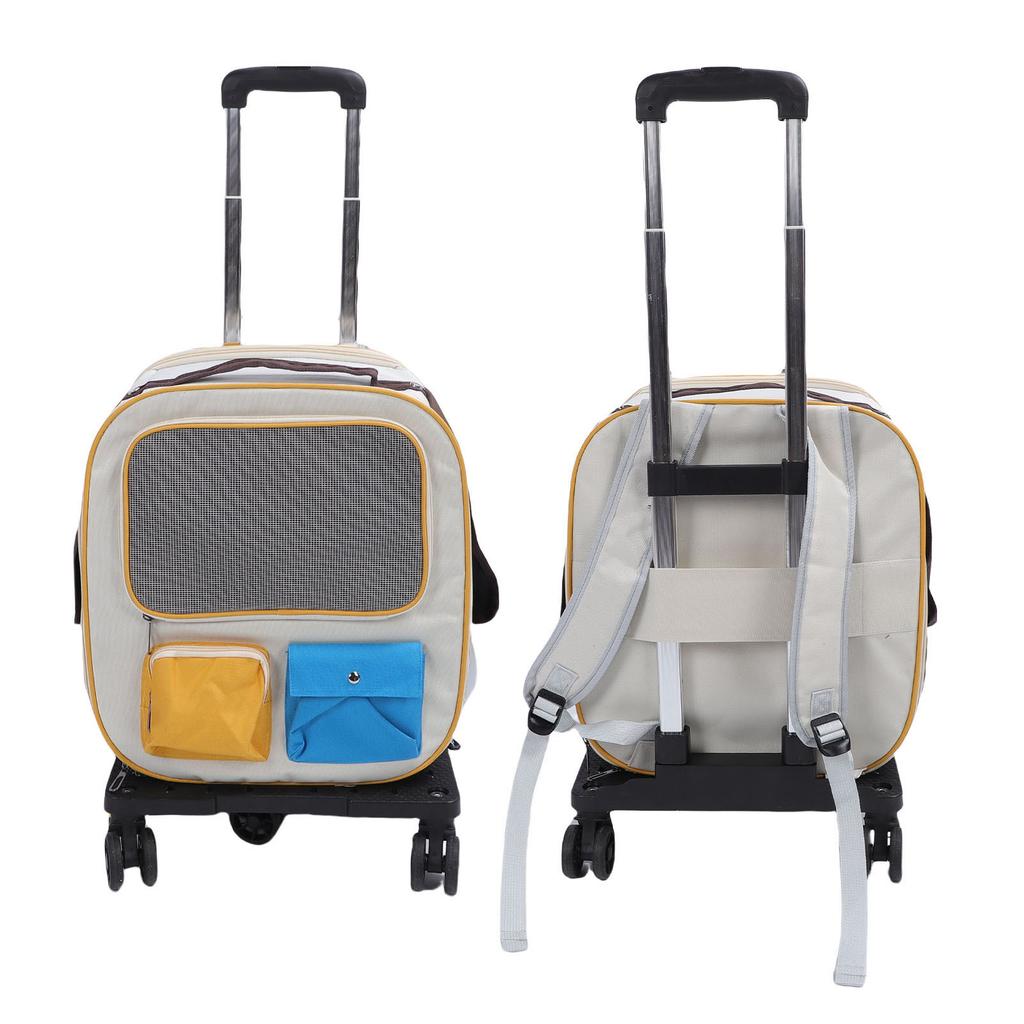 Pet Carrier Backpack with Wheels 2 in 1 Breathable Window Large Capacity Portable Rolling Cat Dog Carrier Bag for Travel