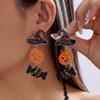Playful Enamel Witch Hat Pumpkin Candy Dangle Earrings for Women Halloween Statement Earrings Cosplay Party Jewelry Gifts