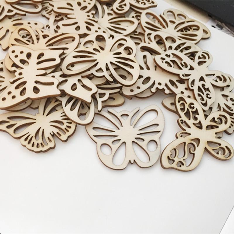 Eco-friendly Handmade Raw Wood Butterfly Buttons - DIY Jewelry Accessories in Multiple Styles