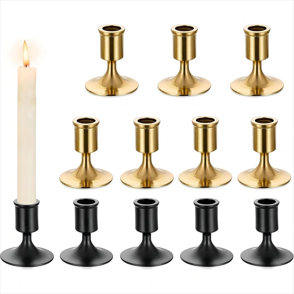 European-Style Black Gold Candlestick: Modern Romantic Table Decor & Photography Prop for Christmas