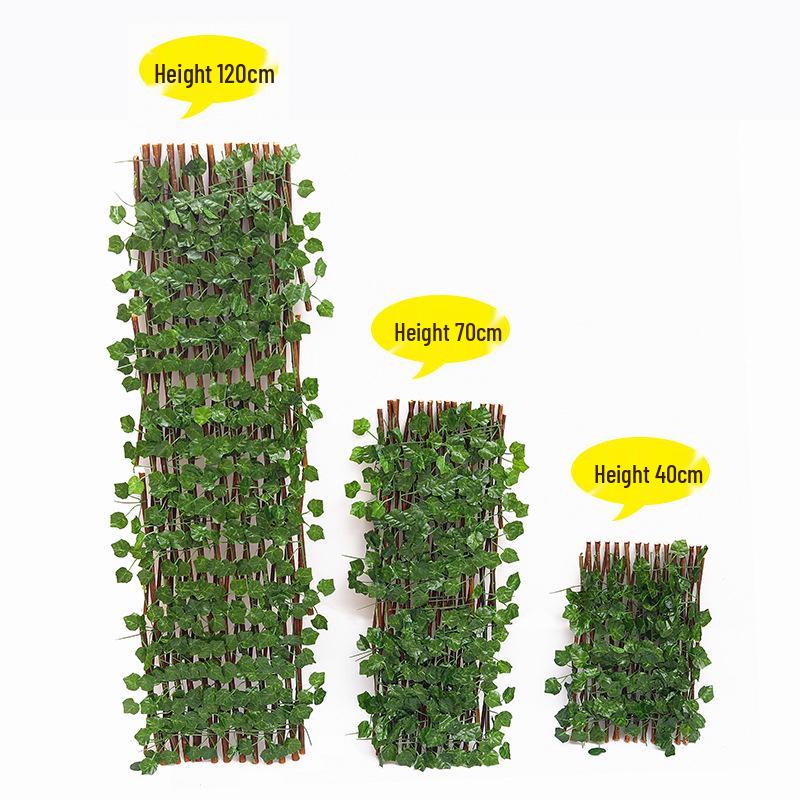 Retractable Grille with Faux Greenery for Balcony or Garden Decoration