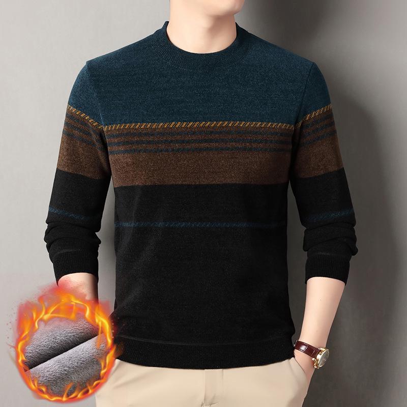Winter Velvet Chenille Dad-Style Sweater: Warm, Thickened Knitwear for Men