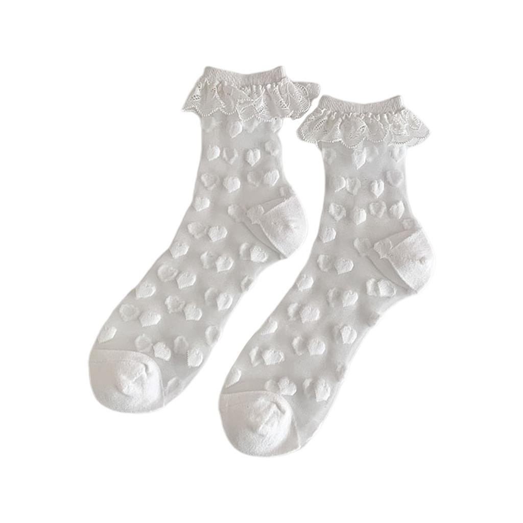 Ruffle Ankle Socks Transparent Mesh Crew Socks Japanese Cute Middle Tube Socks