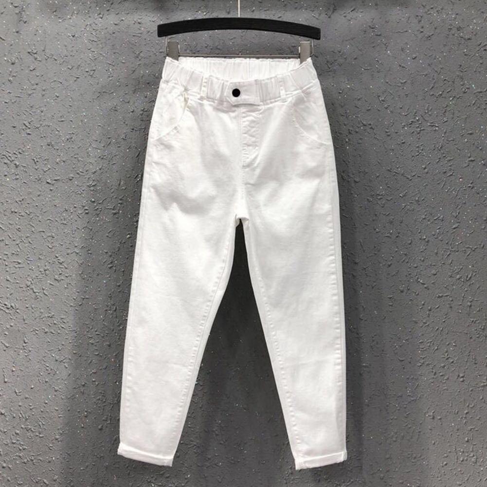 

Women Fashion With Pockets Satin Cargo Pants Vintage High Waist Harem Fly Female Trousers Mujer XS белый