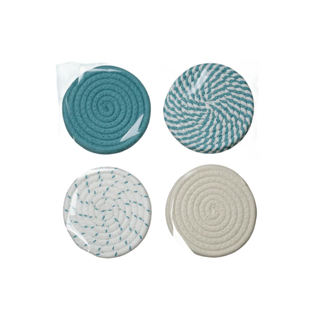 Round Woven Set of 4, 11cm Diameter for Drinks, Absorbent Placemats for Coffee Table