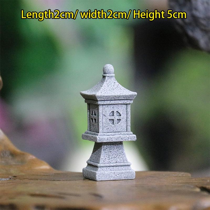 Vintage Zen Miniatyr Sand Stone Tower Pavilion Ornaments Lyktfigurer Japansk hage Bonsai Rockery Lanscaping Home Decor