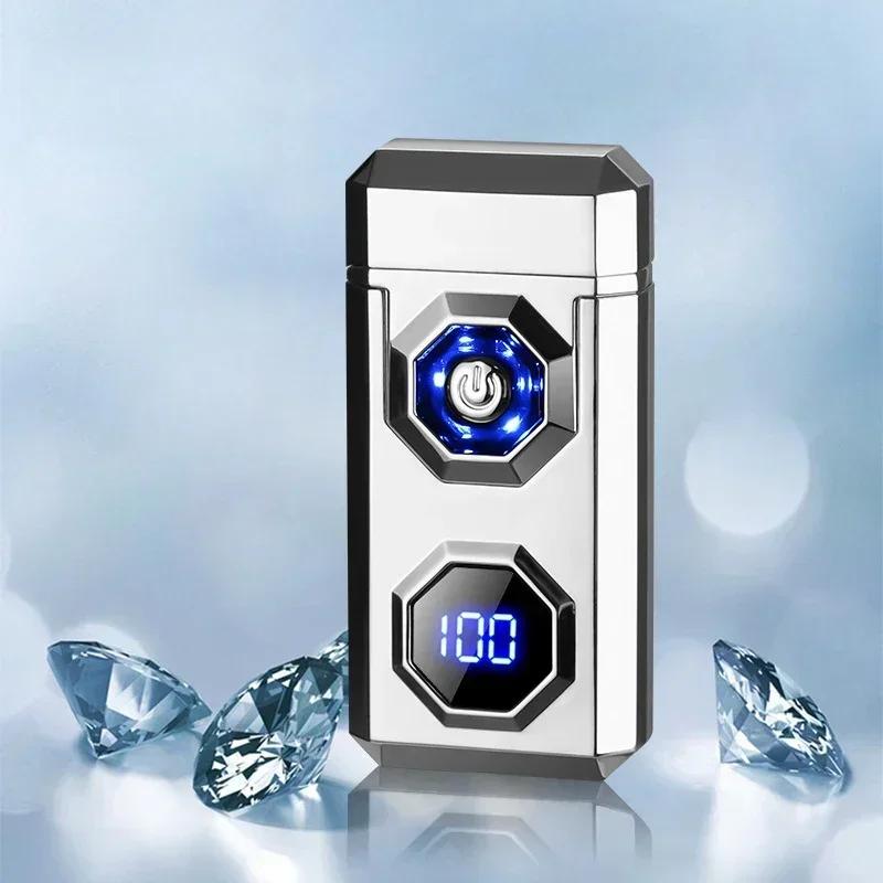Large Flame Arc Metal Lighter Windproof LED Lighting Power Display Ignition Display Fast Charging Ignition Gadget