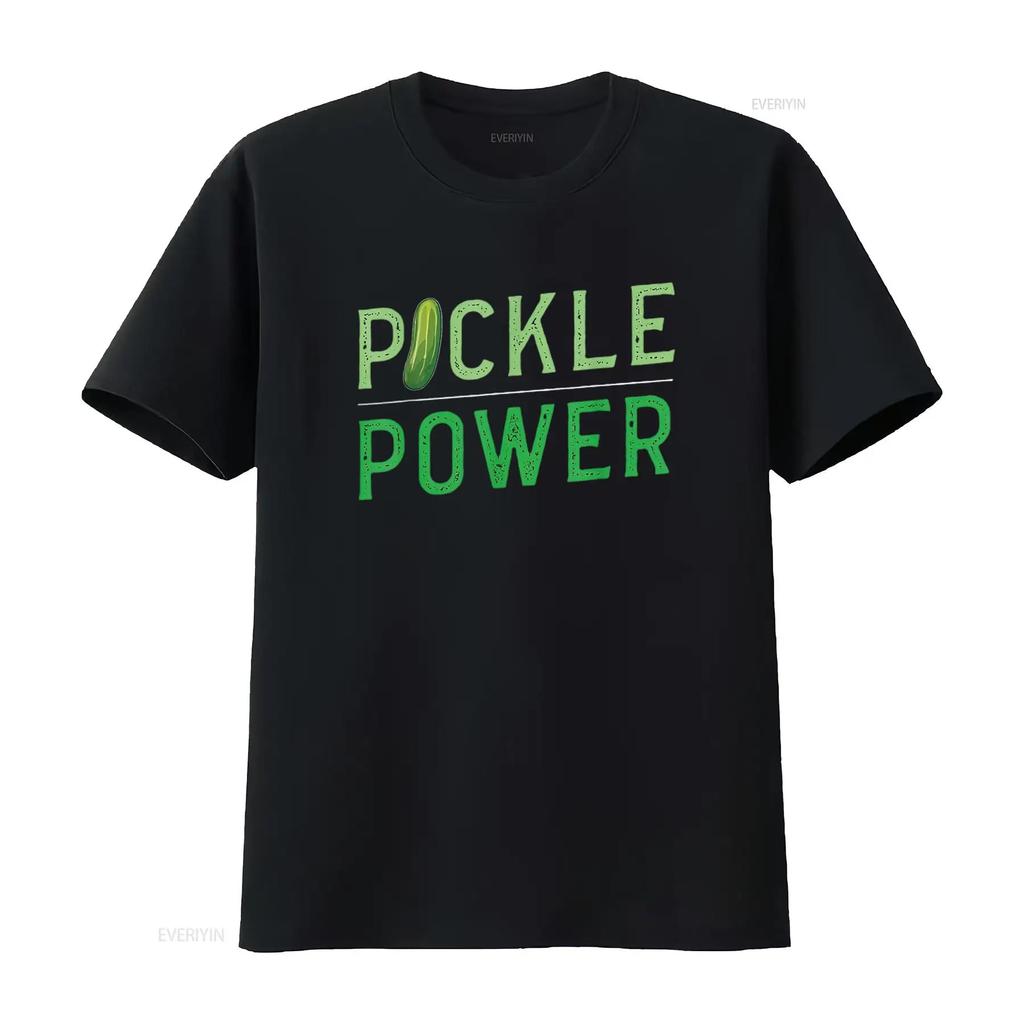 Heren Pickle Powers Groente Energiebron Gezond Leven T-shirt Zwart 4XL vintage Gewassen Zacht homme Stijlvol Unisex