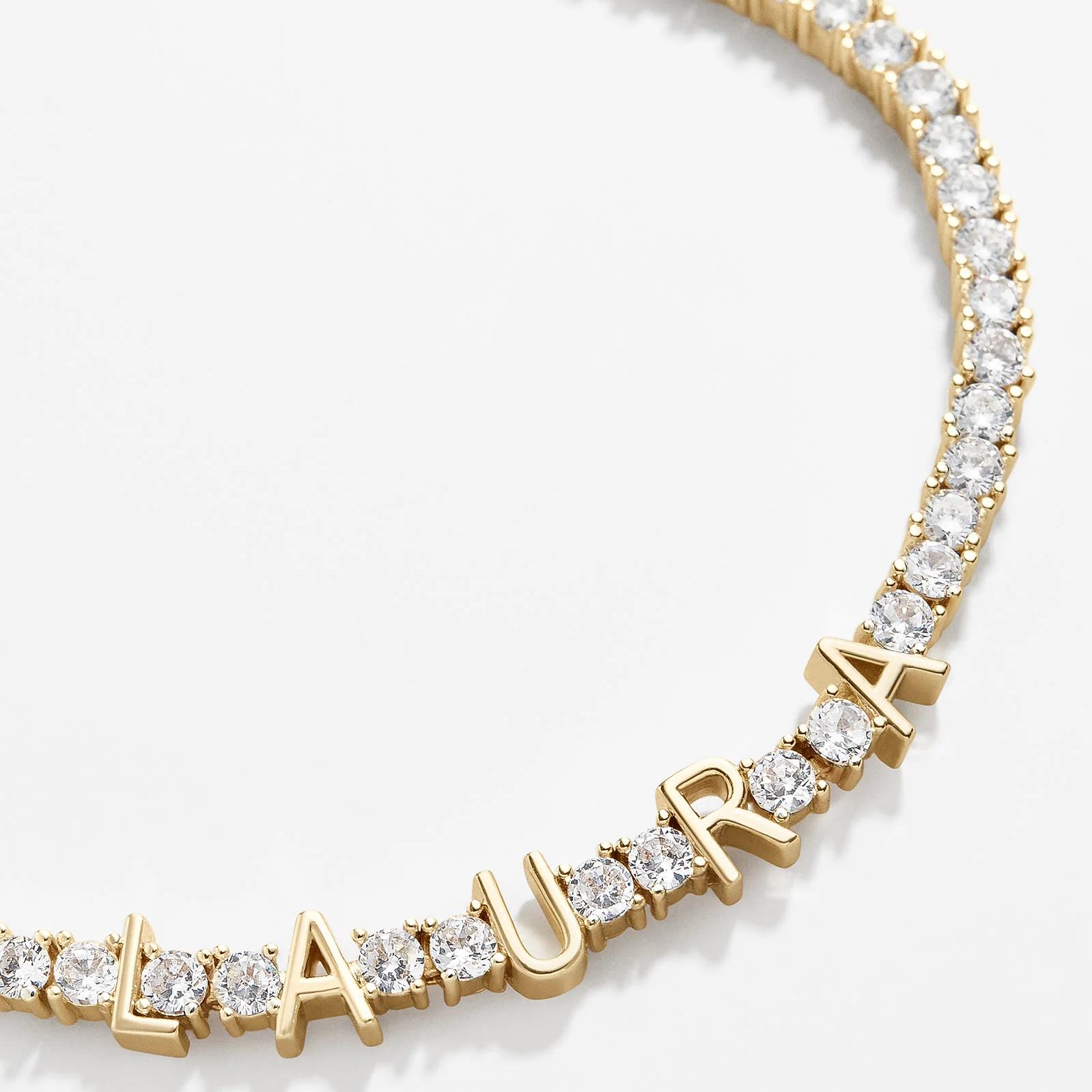 Lateefah Trendy Personalized OEM Gold Stainless Steel Letter Custom Name Zircon Tennis Bracelet bracelet&16cm золотой