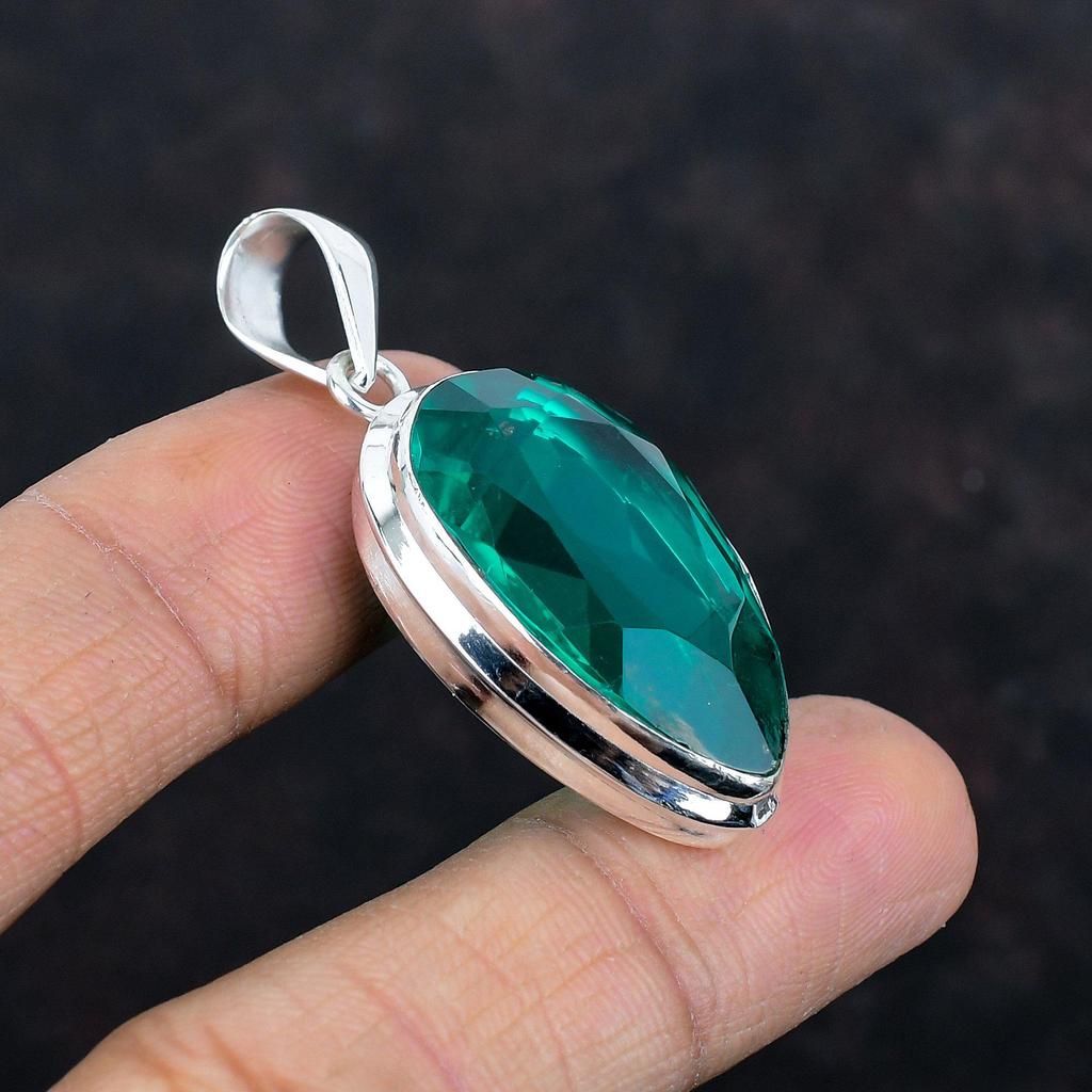 Faceted Chrome Diopside Pendant Natural Gemstone Pendant 925 Sterling Silver Pendant Chrome Diopside Jewelry Handmade Pendants Wedding Gifts