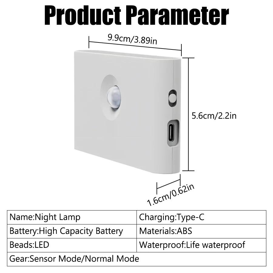 LED Night Light with Wireless Charger,Human Motion Sensor,EU/USB/Battery-Powered Wall Lamp for Bedroom,Corridor,Cabinet,Bathroom