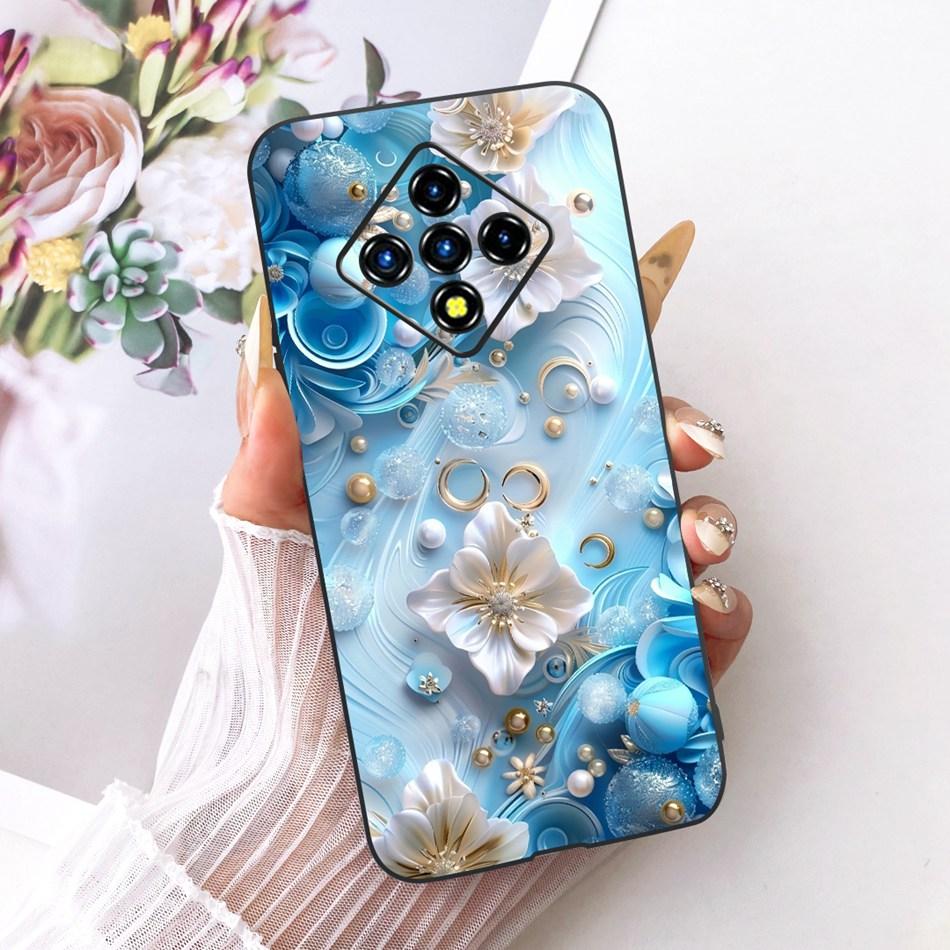 For Infinix Zero 8 8i X687 X687B Cute Flower Butterfly Cat Painted Case For Infinix Zero8 Zero8i Black Silicone Soft Phone Cases