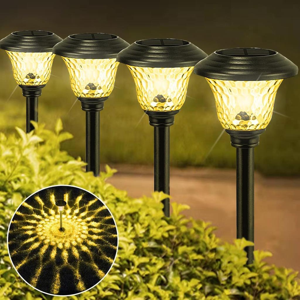 Solar Pathway Lights Outdoor Solar Yard Lamp RGB Color Changing/Warm White IP67 Waterproof LED Solar Lights for Garden Path