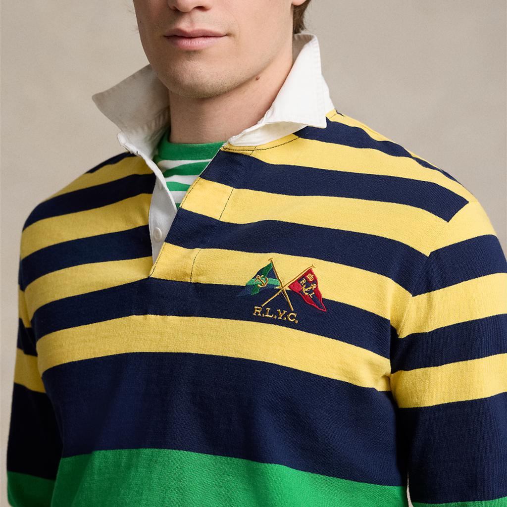 Polo Ralph Lauren Color Block Striped Logo Embroidered Long Sleeve Polo Shirt Men Tops Multicolor MNPOKNI16823426-700