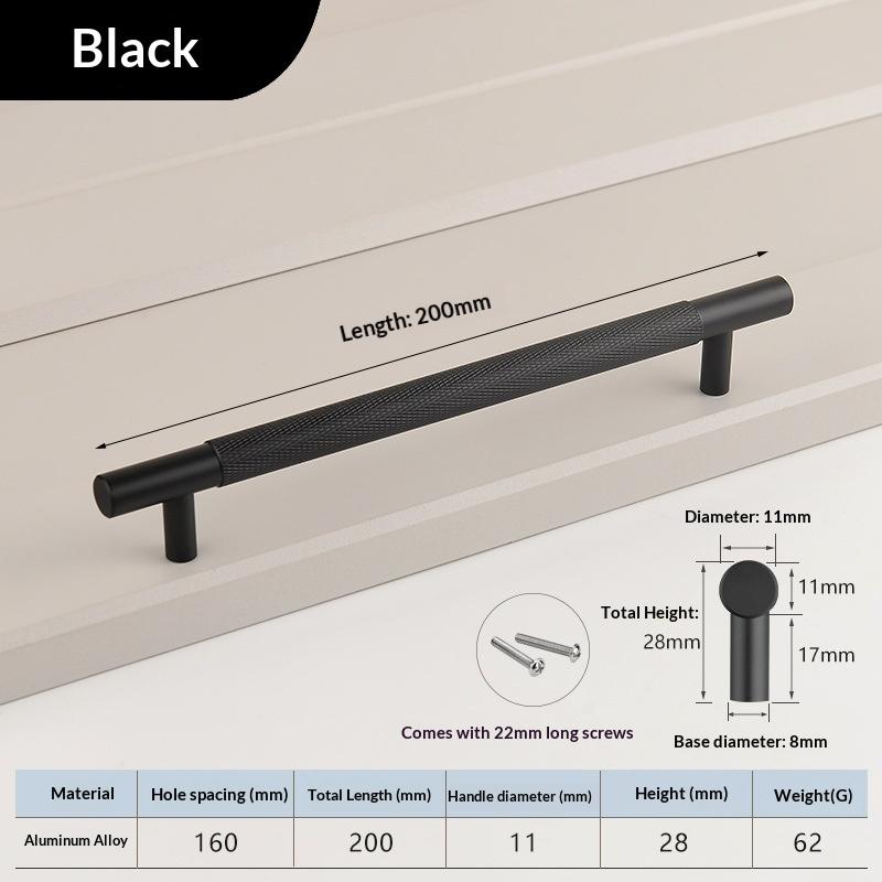 Nordic Wardrobe Handles–Gold Copper & Black Drawer Knobs Extended American-Style Aluminum Alloy Cabinet Pulls Furniture Hardware