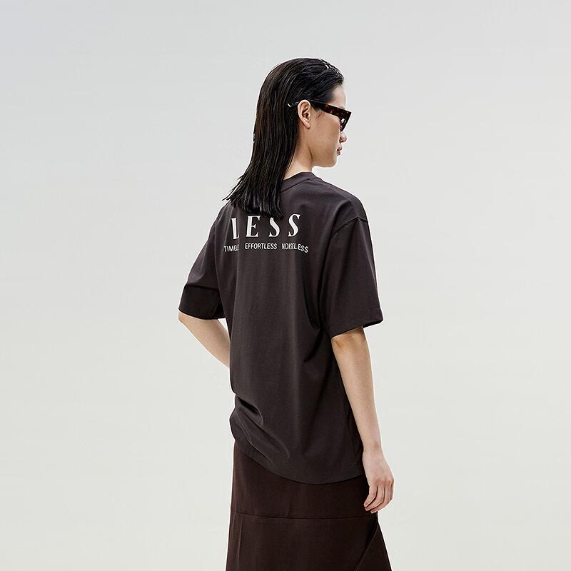 LESS 2025 Spring Cotton Loose Fit Round Neck Short Sleeve T-Shirt