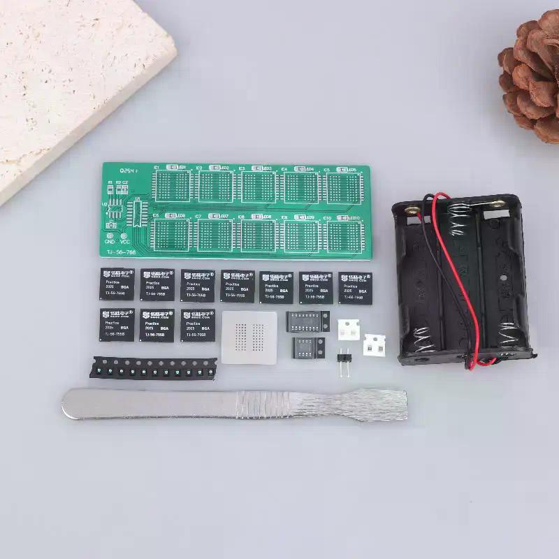 BGA-Chip-Lötübungsplatine Kit Dezimale Fließlichter Lehre Praktisches Training Lötübung Einzelteile