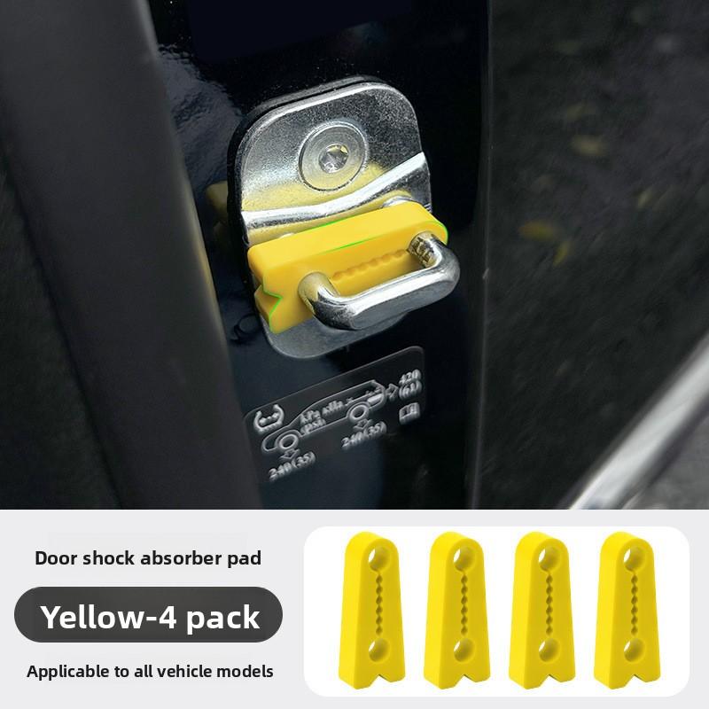 SEAMETAL 4 шт. Подушка амортизатора дверного замка автомобиля Силиконовая антивибрационная бесшумная демпферная буферная защита пряжки дверного замка 4pcs жёлтый
