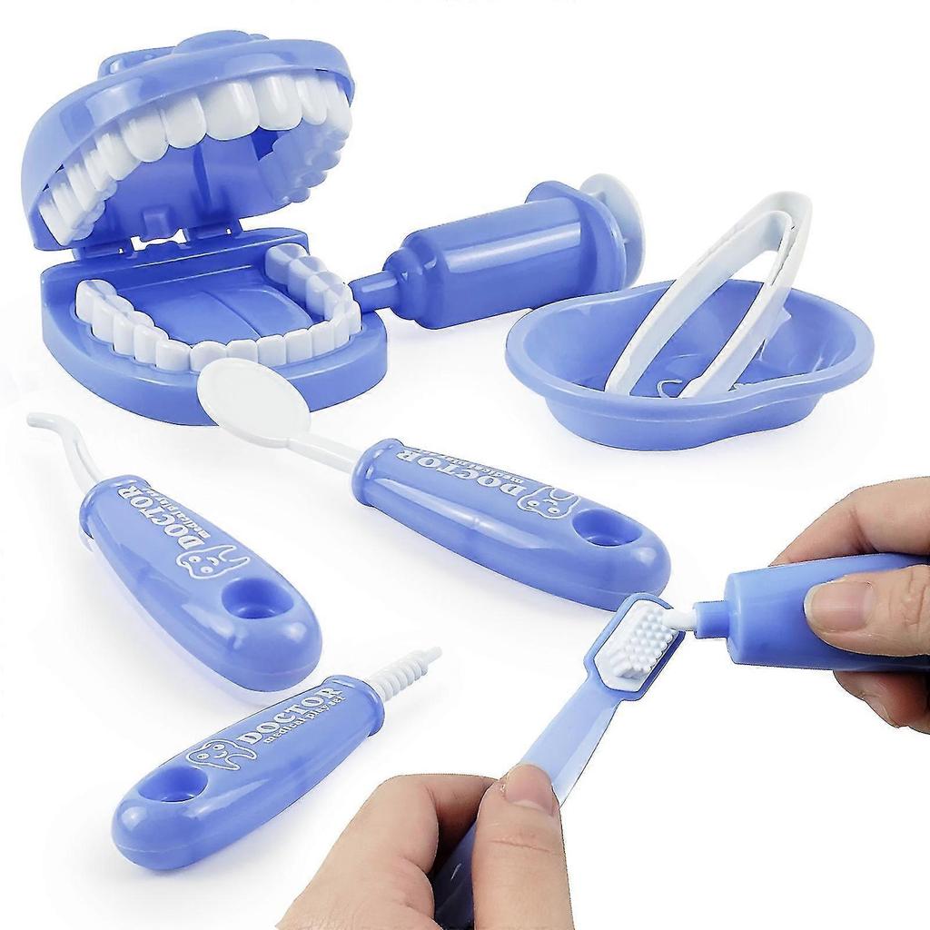 9pcs Plastic Simulation Dentist Play Set Medical Kit Pretend Toy For Kids Hygienic Habbit Cultivation Role Play Game For Childre