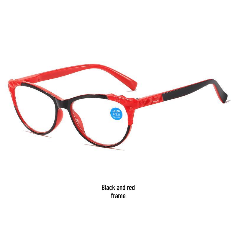 Retro Cat-Eye Blue Light Blocking Reading Glasses for Women, European & American Fashion, Spring Hinges, HD Prescription.
