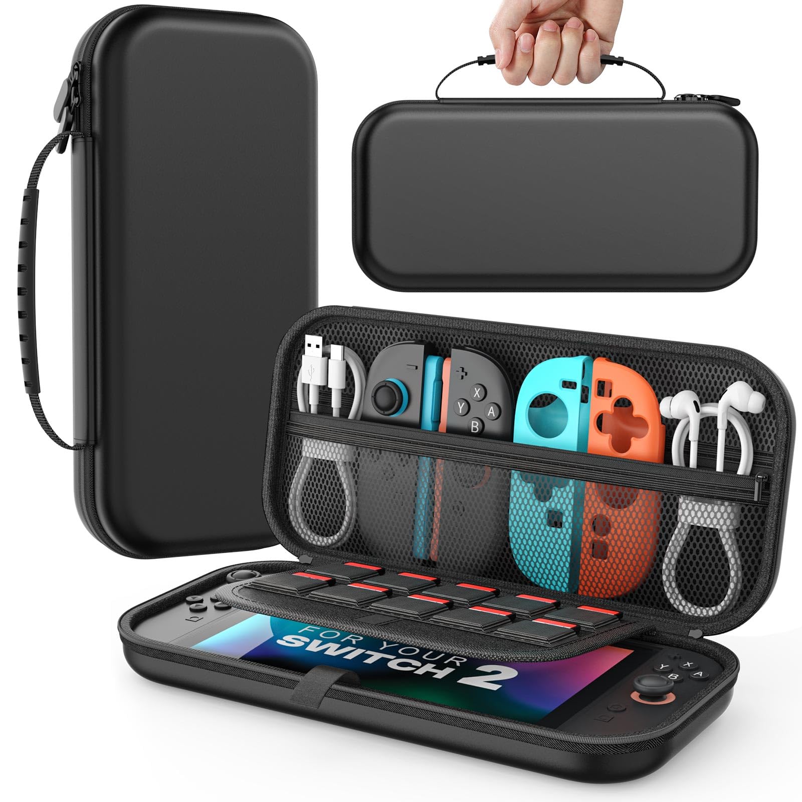 

MoKo Switch 2 2-го поколения Защитный чехол для хранения из EVA материала, Полный Большой для хранения AC, Мягкий и другой мелкий Легкий Черный Чехол, Обложка, Сумка,