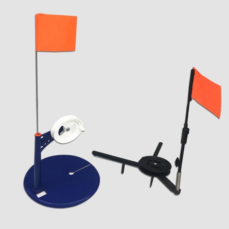 2pcs Ice Fishing Rod Tip Up Outdoor Winter Fishing Equipment Gear Tip Ups Strikes Indicators with Poles Flags for Angler