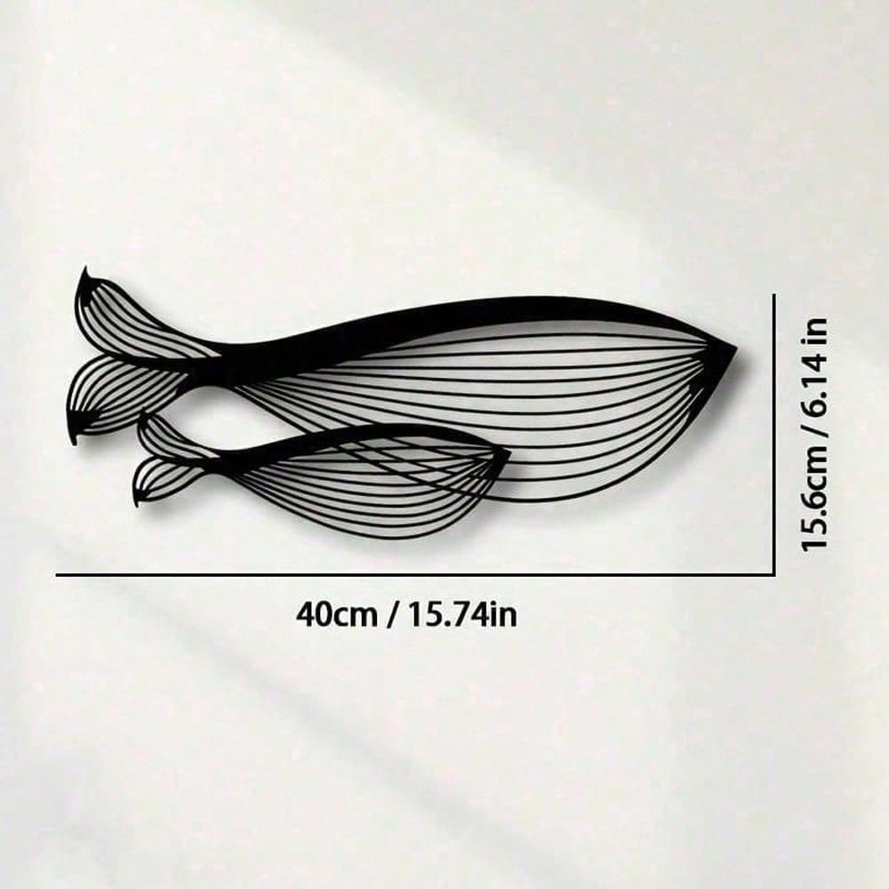 Metal Whale Wall Art Minimalist Mother and Baby Sculpture Modern Home Decor Gift 40x16