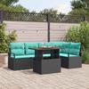 Garden Dining Set with Cushions 6 pcs Black and Teal