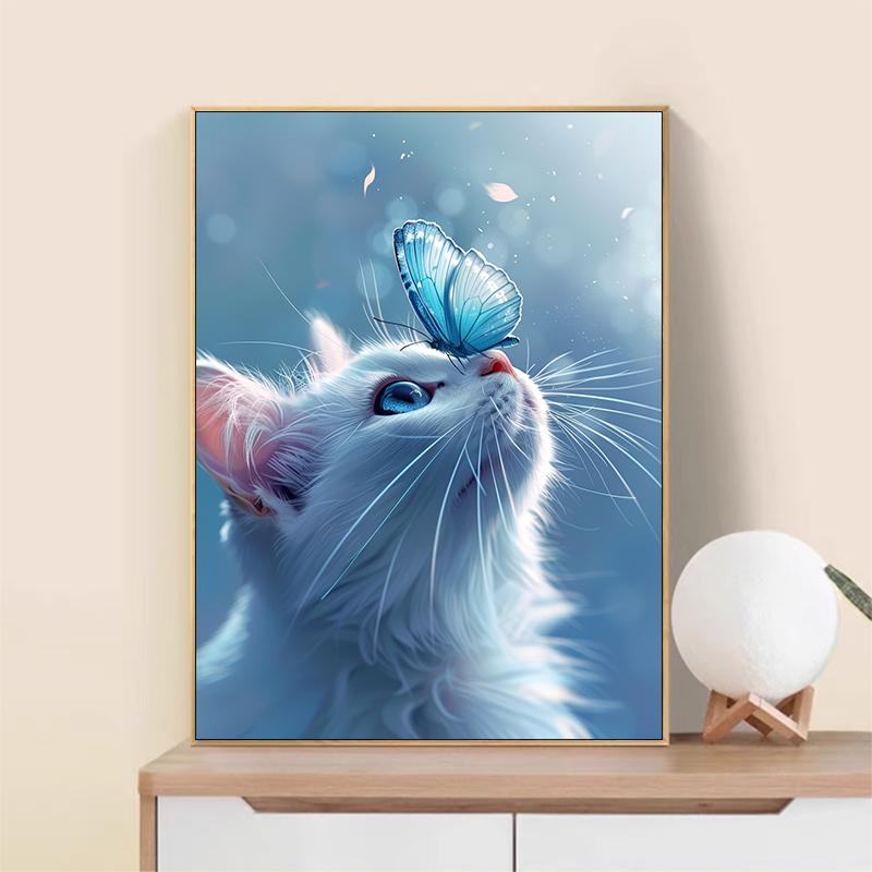 5d DIY Diamond Painting Cross Stitch Animals Cat and Butterfly Diamond Embroidery Mosaic Round Drill Home Decor Crafts