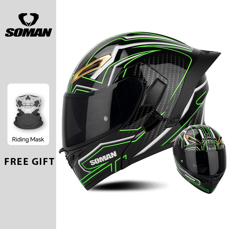 Four Seasons DOT Approved Flip Up Helmet Dual Visors Modular Helmets Full Face Motorcycle Helmet Motorbike Moped Racing