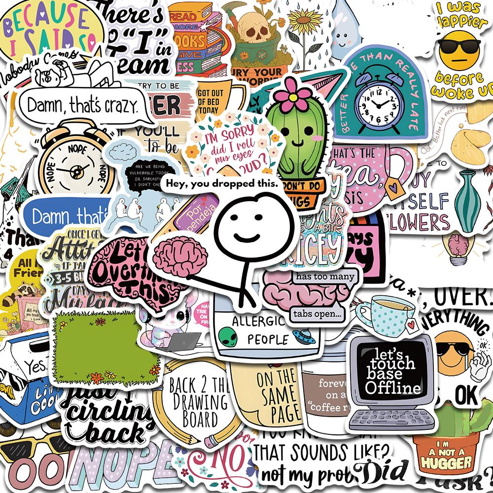 50PCS Sarcastic Sticker Aesthetic Kawaii Scrapbook Graffiti Decoration Laptop Luggage Phone Skateboard Waterproof DIY Sticker