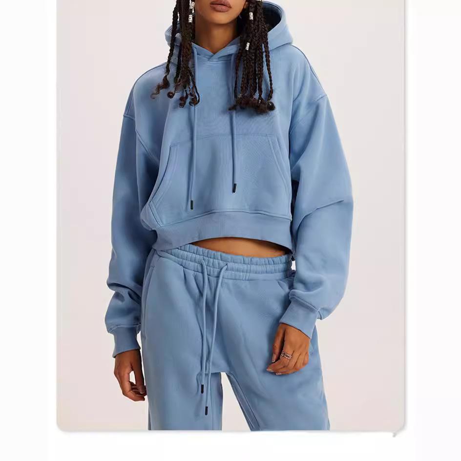 Fall and Winter Women's Hooded Long Sleeve Tops Sweatshirt Long Pant Suit