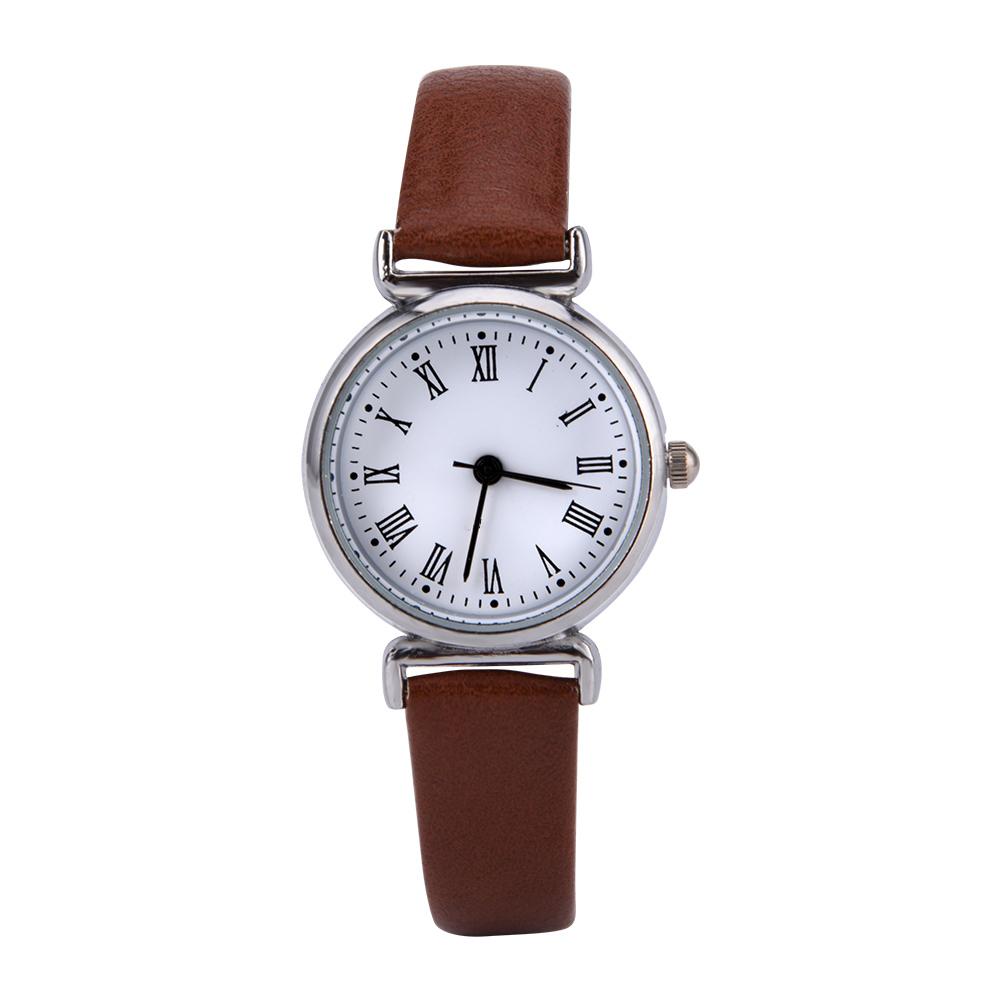 Exquisito Pequeño Sencillo Moda Mujer Reloj de Vestir Retro Cuero Mini Reloj de Pulsera (café)