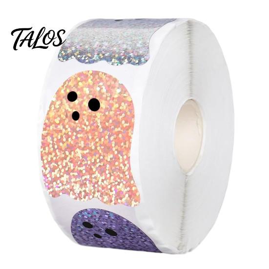 Self Adhesive Stationery Stickers Halloween Glitter Ghost Roll, Self-adhesive Decorative Labels, Classroom Art And Craft Projects Sparkly Decals