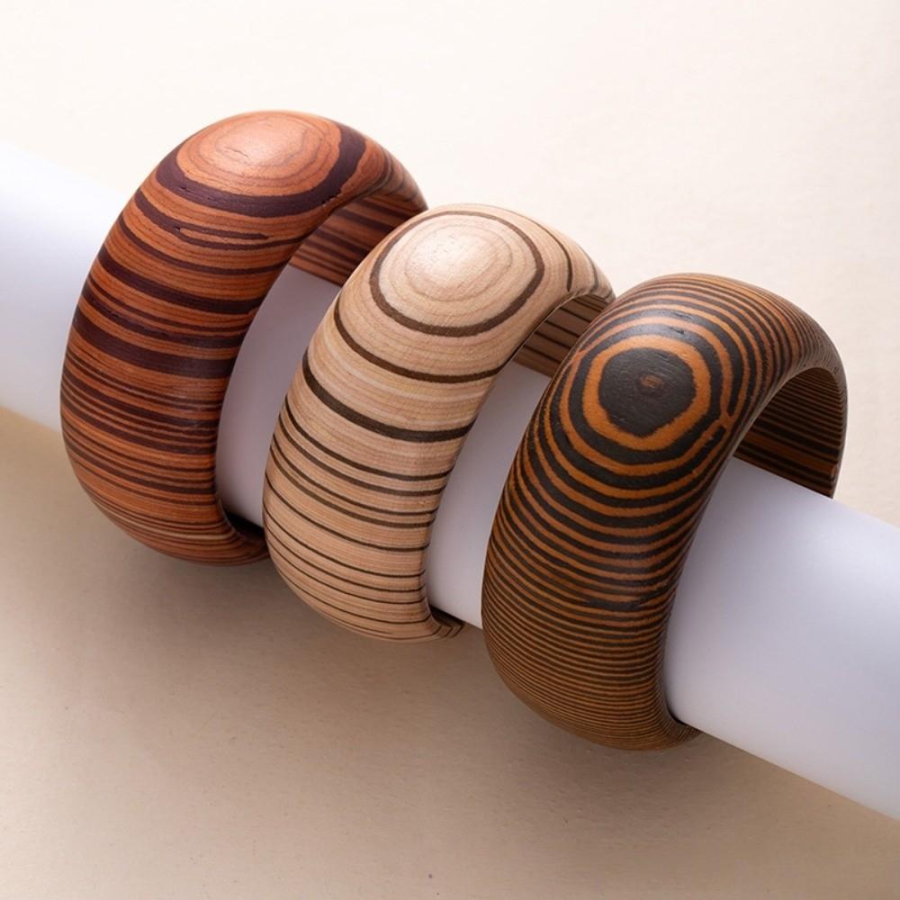 Square Wood Grain Bangle Geometric Burlywood Hand Ring Simple Wooden Bracelet  Daily