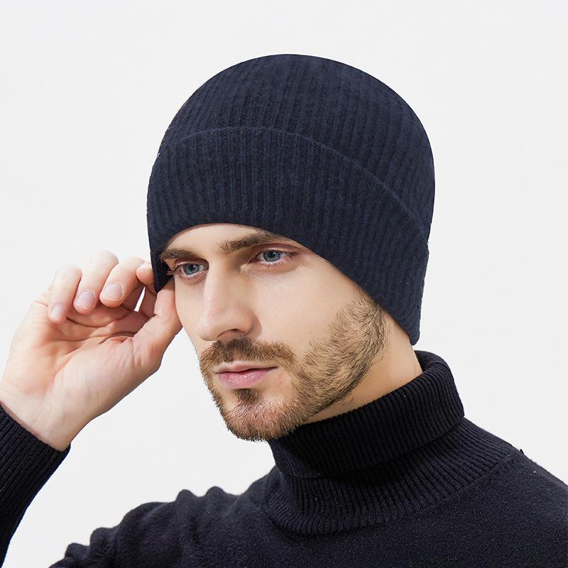 Winter New Wool Double-layer Thread Thickened Cold-proof and Warm Knitted Hat Men's and Women's Simple Ski Wool Cold Hat