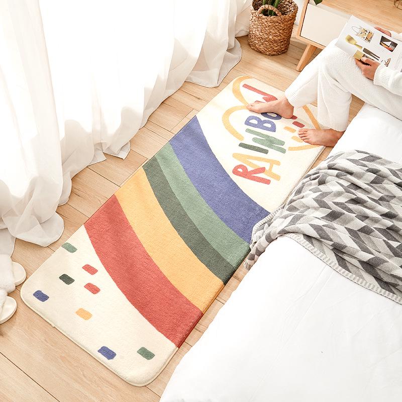 Scandinavian Ins Style Indoor Carpet Faux Cashmere Bedroom Living Room Carpet Full Laying Non-slip Sofaj Foot Mat