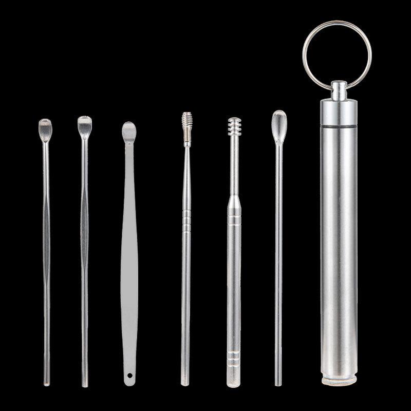 6-Piece Portable Ear Pick Tool Set with Keychain for Adults